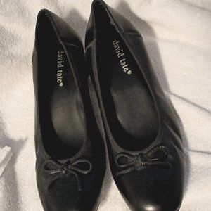 David Tate Black Leather Ballet Flat
